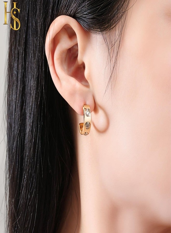 HighSpark Studded Love Earrings for Women | Gold Hoop Earrings Style Stainless Steel Studded Earrings | Lovely Gift - Image 4